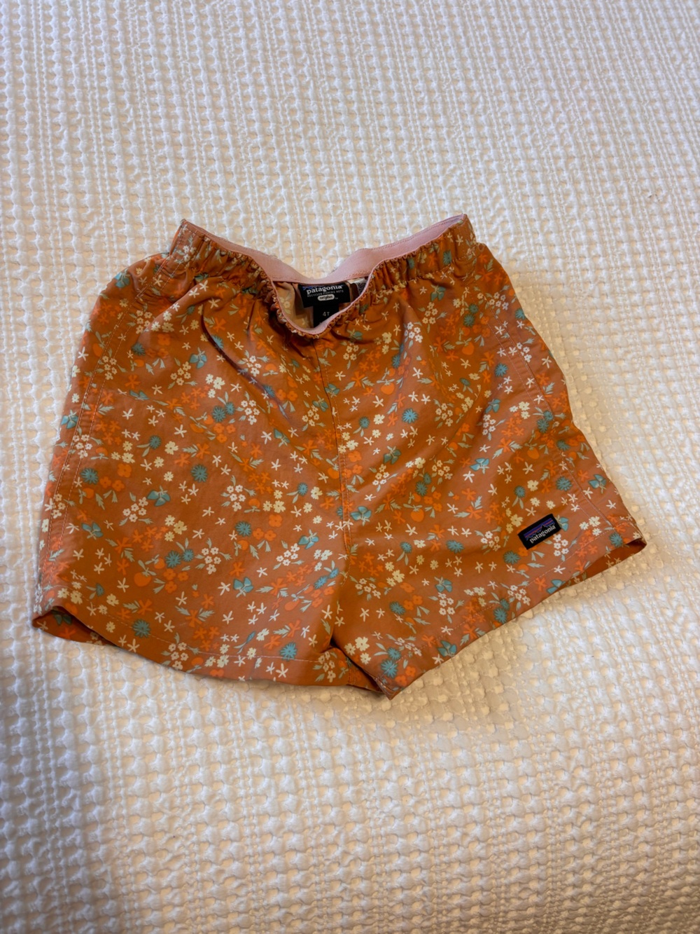 Patagonia kids Orange Floral Elastic-Waist Shorts